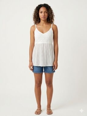 NWT Wallflower brand White Lace/Polka Dot V-Neck Camisole Size-XL
